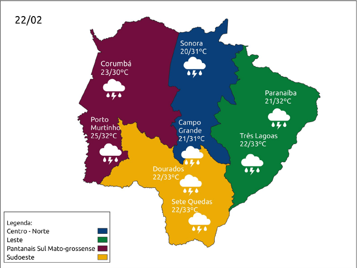 Terça-feira de sol, pancadas isoladas de chuva e máxima de 33°C 