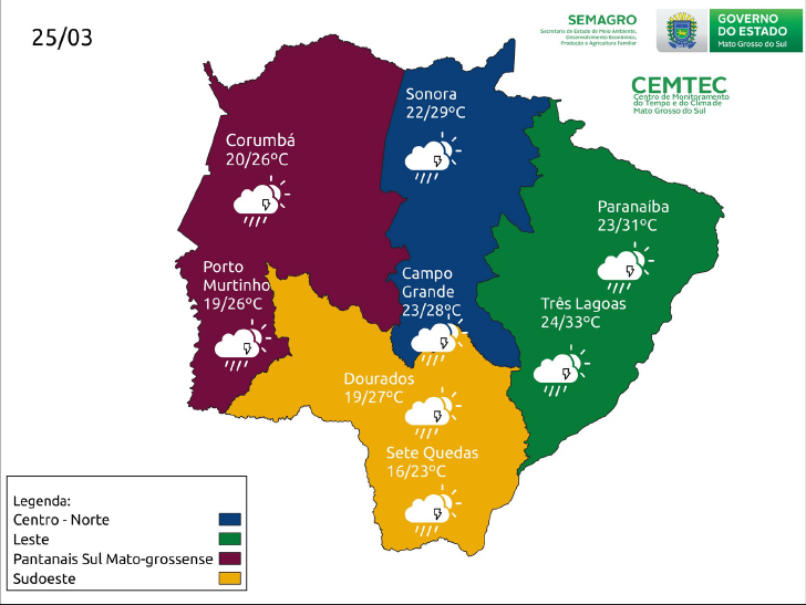 Frente fria muda o tempo em MS, e final de semana reserva chuva e mínima de 14°C 