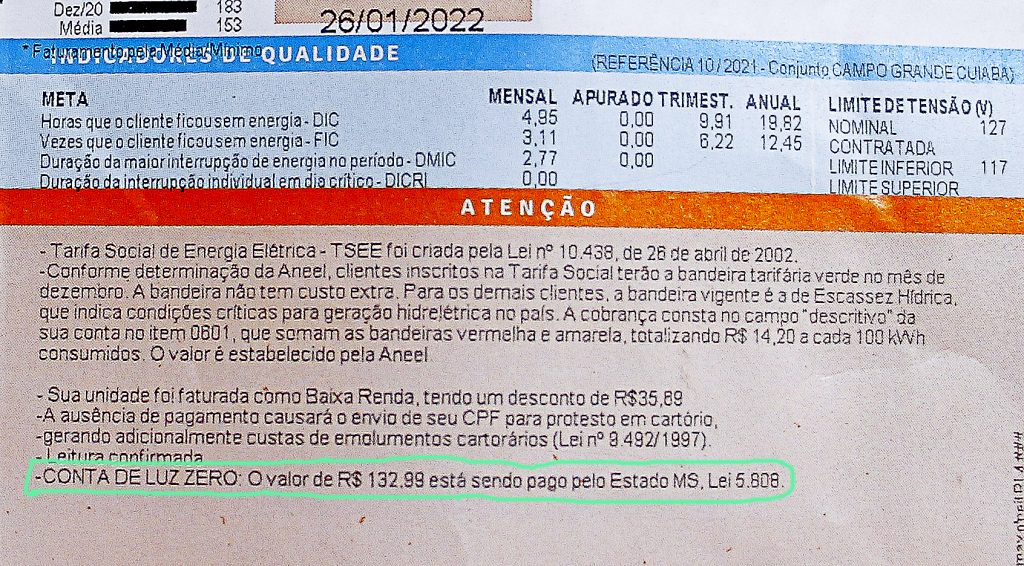 Mesmo com reajuste autorizado pela Aneel, Governo de MS vai pagar conta de energia de 152 mil consumidores