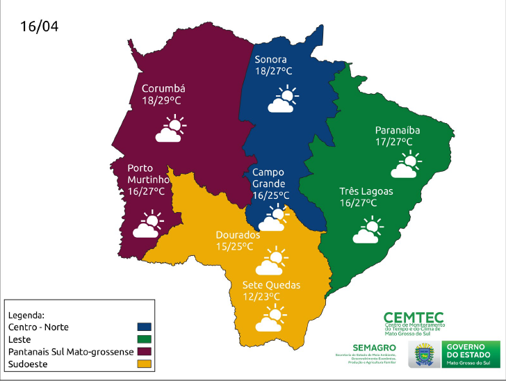 Sábado será de sol e tempo seco em Mato Grosso do Sul