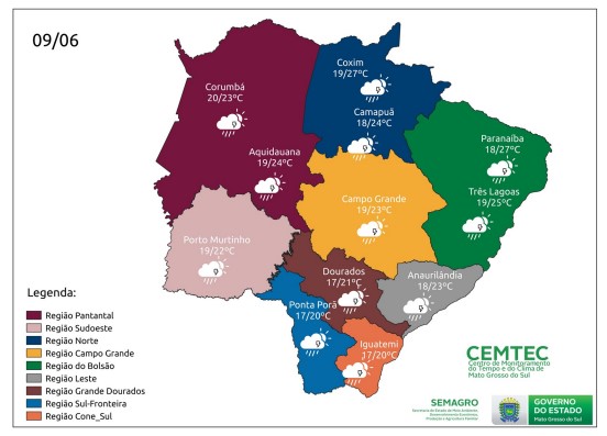 Quinta-feira continua com previsão de chuva em todas as regiões do Estado, com mais intensidade no Centro-Norte