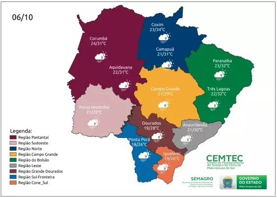 Alerta de temporal e rajadas de vento de 90 km/h continua em Mato Grosso do Sul