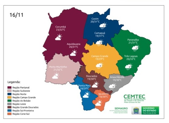 Quarta-feira será de tempo estável em Mato Grosso do Sul, prevê Cemtec