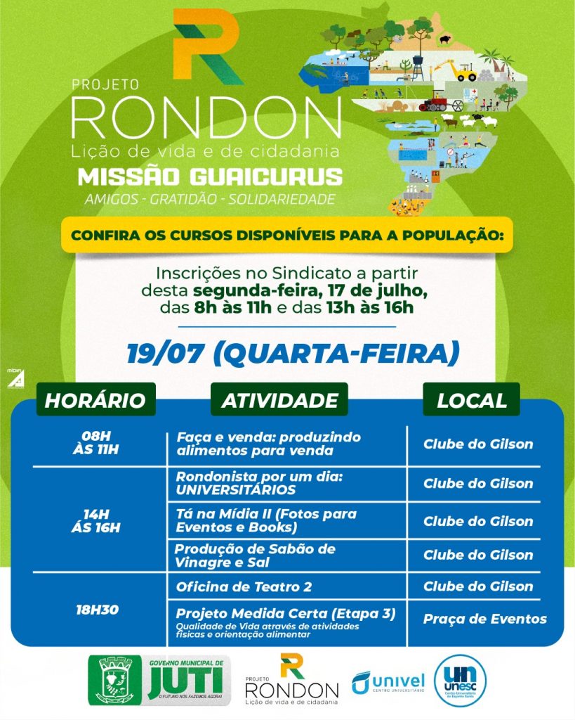 Abertura do Projeto Rondon em Juti acontece neste domingo