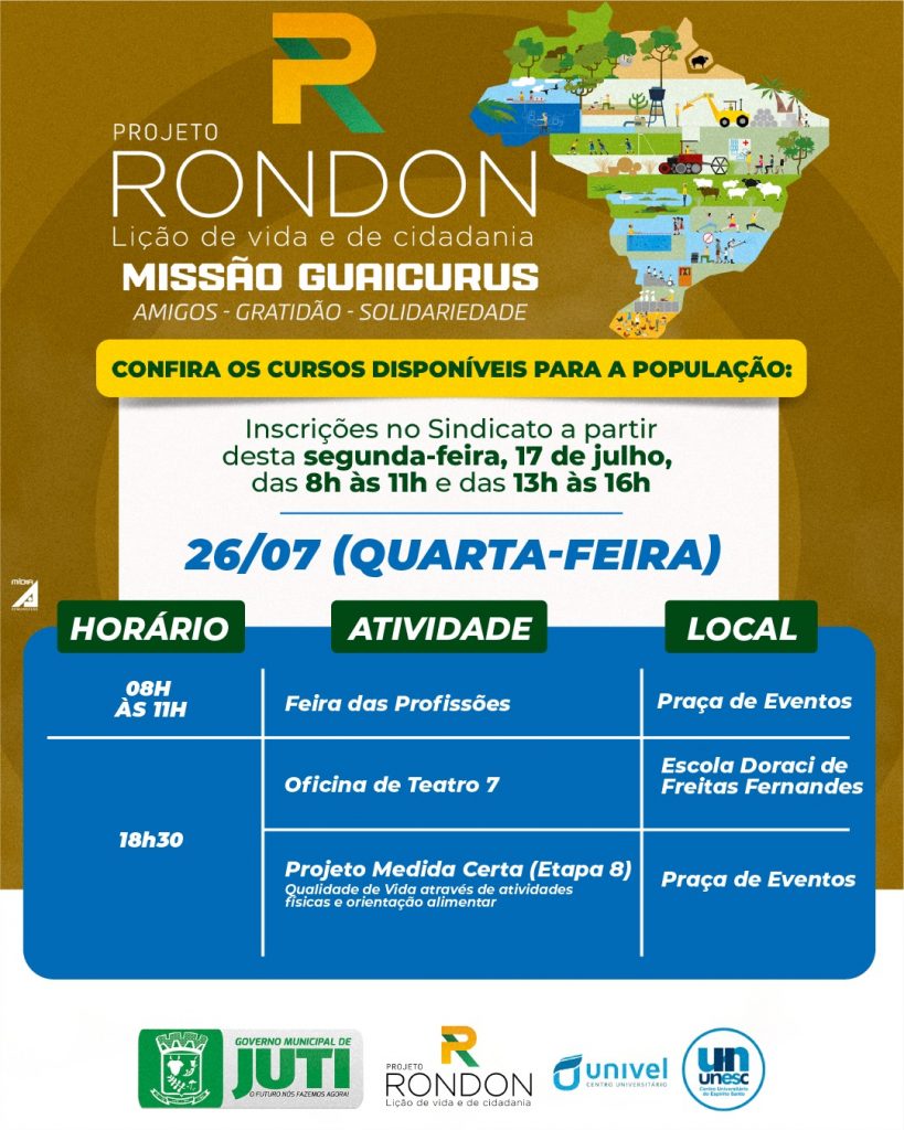 Abertura do Projeto Rondon em Juti acontece neste domingo