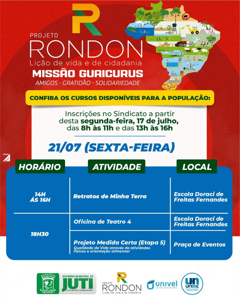 Abertura do Projeto Rondon em Juti acontece neste domingo