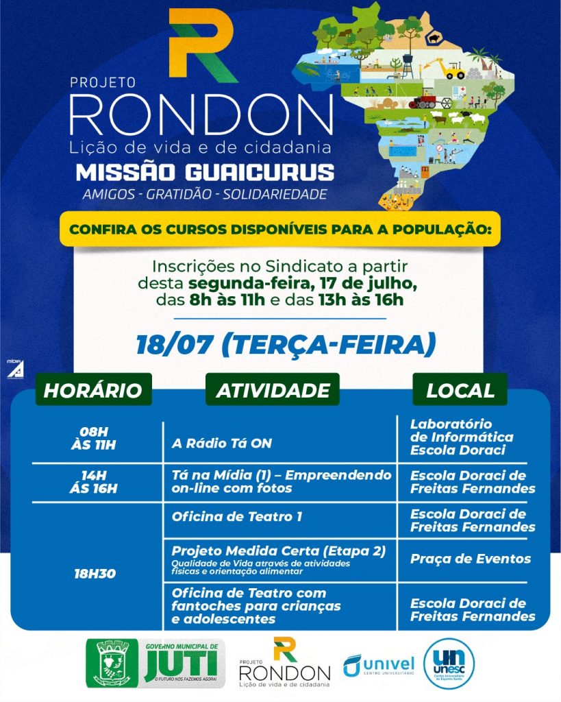 Abertura do Projeto Rondon em Juti acontece neste domingo