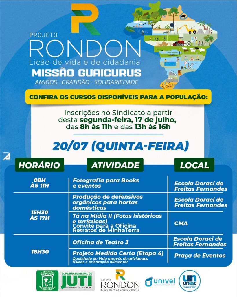 Abertura do Projeto Rondon em Juti acontece neste domingo