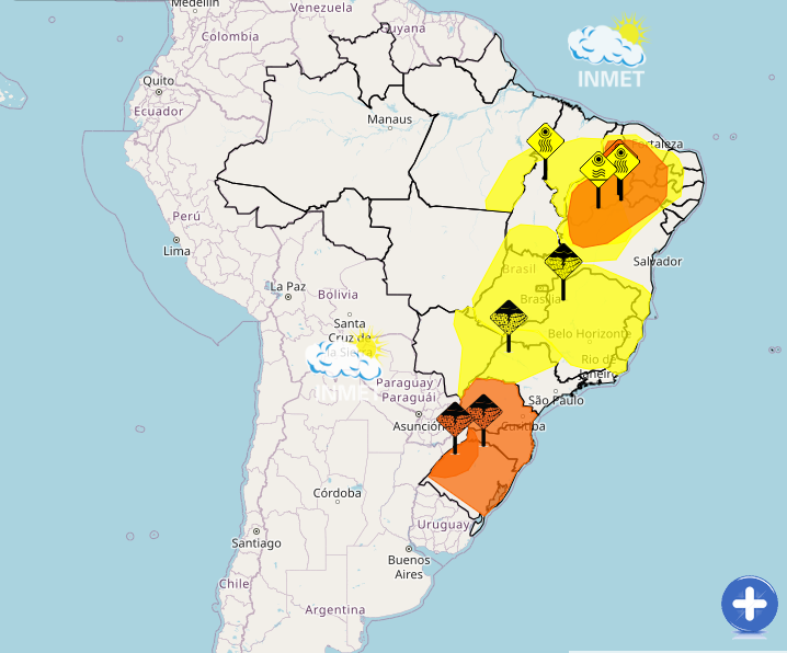 Vento forte e chuva de granizo estão previstos para Campo Grande e mais 44 municípios de MS