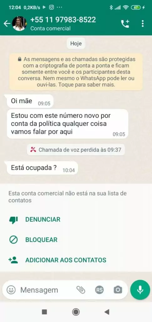 Bandidos clonam WhastApp de Soraya e tentam aplicar golpe na mãe de senadora Bandidos clonam WhastApp de Soraya e tentam aplicar golpe na mãe de senadora