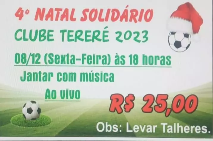 Natal Solidário do Clube Tereré acontece nesta sexta-feira Natal Solidário do Clube Tereré acontece nesta sexta-feira